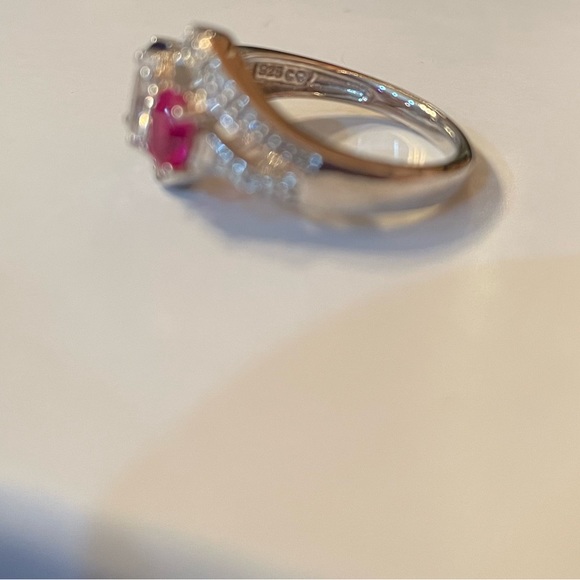 Kay jewelers lab created sapphire and ruby sterling silver ring Sz 6 - Picture 3 of 6